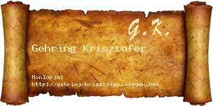 Gehring Krisztofer névjegykártya